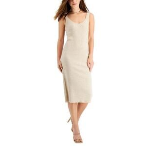 Lucy Paris Denver Beige Ribbed Knit Open Back Midi Sweater Dress Size Small‎